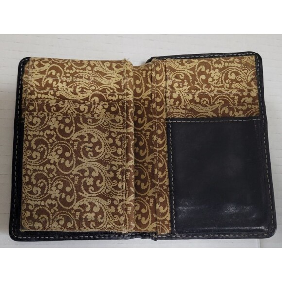 Lot of two vintage black leather Fossil wallets bifold trifold - Picture 10 of 12